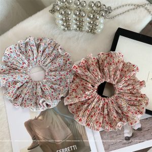 Womens  Accessories | Frankie Red Floral Scallop Scrunchie Accessories Accessories