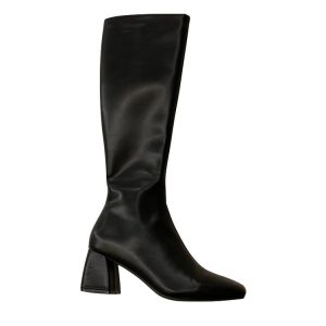 Womens  Boots | Cleo Black Leather Mid-Calf Boot Boots Black