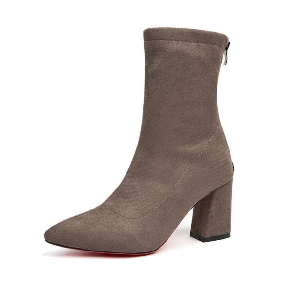 Womens  Boots | Elise Dark Brown Stretch Bootie Boots Boots