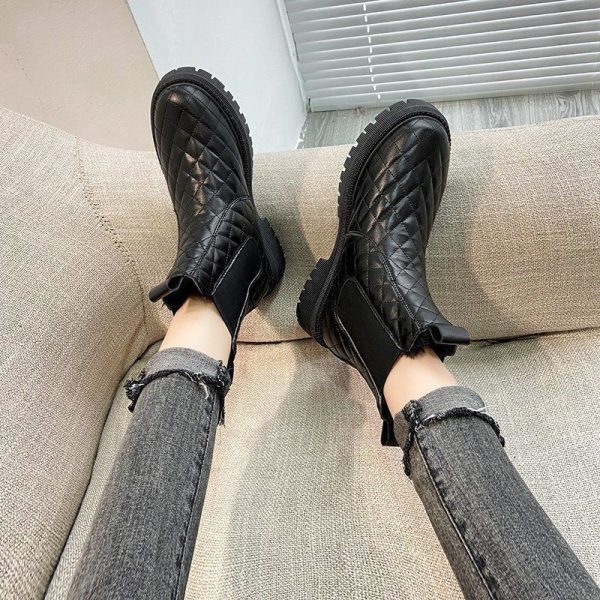 Womens  Boots | Raquel Black Woven Chelsea Boot Boots Black