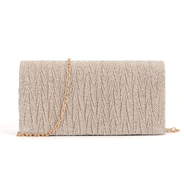 Womens  Clutches | Brit Champagne Flat Pleated Clutch Clutches Champagne