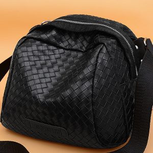 Womens  Crossbodies | Mallory Black Woven Leather Crossbody Crossbodies Black