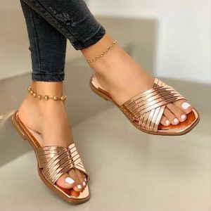 Womens  Flat Sandals | Izzie Champagne Leather Knot Sandal Flat Sandals Champagne