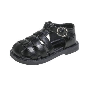 Womens  Flat Sandals | Max Black Leather Fisherman Sandal Black