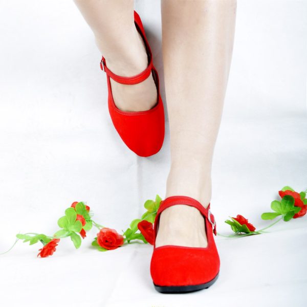 Womens  Flats & Loafers | Ginger Red Velvet Mary Jane Flats & Loafers Flats & Loafers