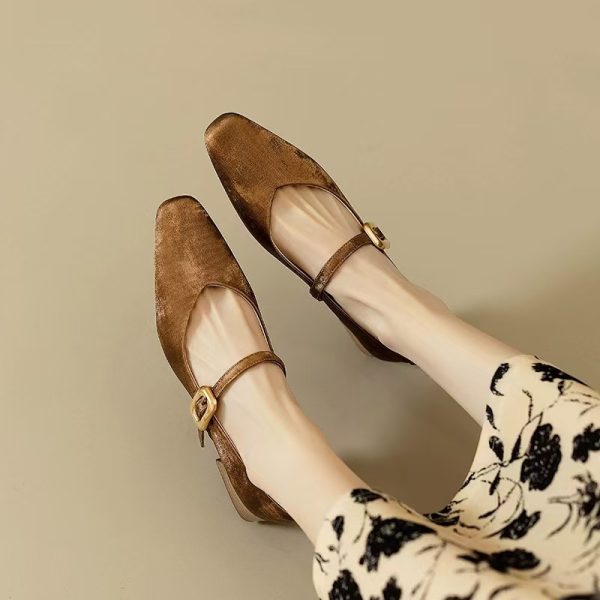 Womens  Flats & Loafers | Ginger Sienna Velvet Mary Jane Flats & Loafers Black