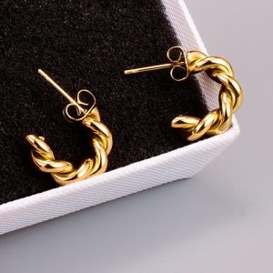 Womens  Jewelry | Atlas Gold Twisted Hoop Earrings Accessories Gold