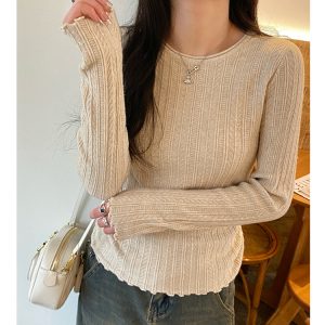 Womens  Knitwear | Lolo Pointelle Long-Sleeve Clothing Cream